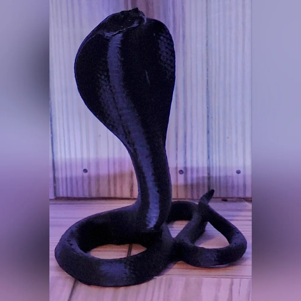 3D Printed Black Cobra Reptile Decor